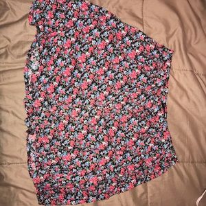Floral Summer Skirt with black slip underneath